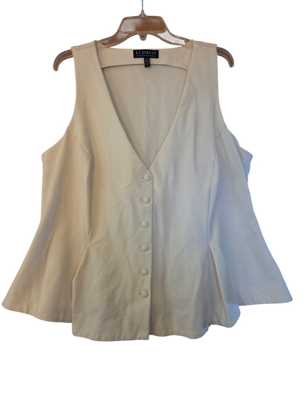 Eloquii Light Cream Peplum Vest Button Down Cottage Coquette Plus Size 18